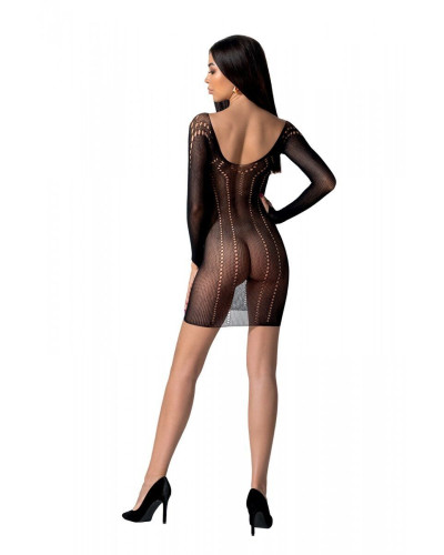 Полупрозрачное мини-платье Passion BS101 One Size, black, рукава-митенки - Фото №2