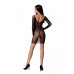 Полупрозрачное мини-платье Passion BS101 One Size, black, рукава-митенки - Фото №2