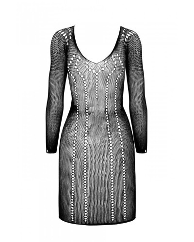 Полупрозрачное мини-платье Passion BS101 One Size, black, рукава-митенки - Фото №4