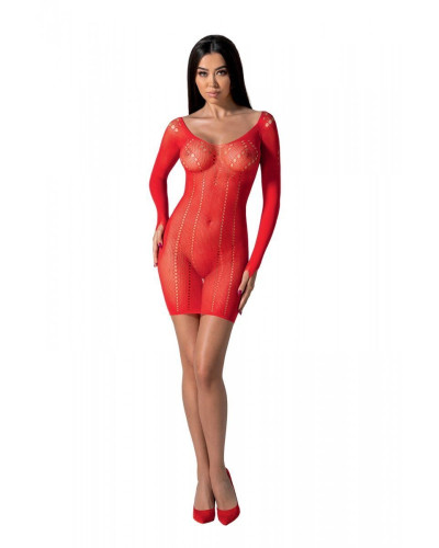Напівпрозора мінісукня Passion BS101 One Size, red, рукави-мітенки - Фото №1