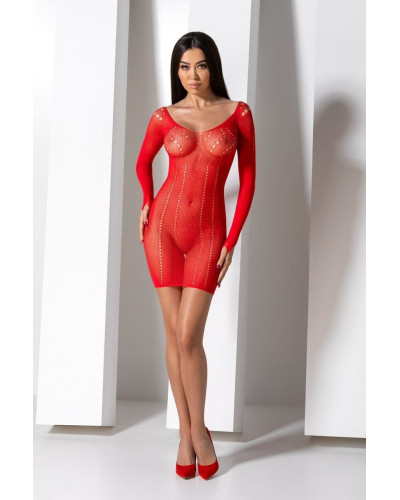 Напівпрозора мінісукня Passion BS101 One Size, red, рукави-мітенки - Фото №8