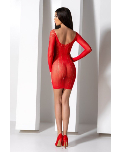 Напівпрозора мінісукня Passion BS101 One Size, red, рукави-мітенки - Фото №9