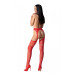 Эротические колготки-бодистокинг со шнуровкой на бедрах Passion S026 One Size, red, с доступом - Фото №2