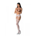 Эротические колготки-бодистокинг с тонкими подвязками Passion S028 One Size, white, открытый доступ - Фото №1