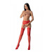 Эротические ажурные колготки-бодистокинг Passion S029 One Size, red, пояс и чулки, с доступом - Фото №1