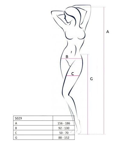 Эротические ажурные колготки-бодистокинг Passion S029 One Size, red, пояс и чулки, с доступом - Фото №3