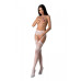 Эротические ажурные колготки-бодистокинг Passion S029 One Size, white, пояс и чулки, с доступом - Фото №1