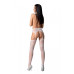 Эротические ажурные колготки-бодистокинг Passion S029 One Size, white, пояс и чулки, с доступом - Фото №2