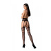 Эротические колготки-бодистокинг с плетением на бедрах Passion S030 One Size, black, цветочный узор - Фото №2
