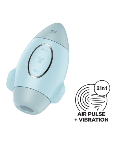 Вакуумный стимулятор с вибрацией Satisfyer Mission Control Blue, 2 независимых мотора - Фото №1