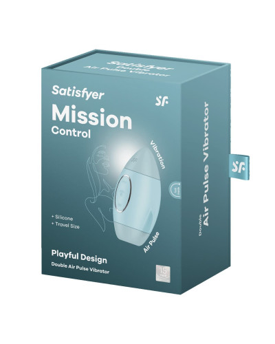 Вакуумный стимулятор с вибрацией Satisfyer Mission Control Blue, 2 независимых мотора - Фото №6