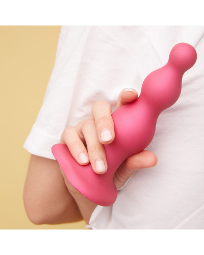 Насадка для страпона Strap-On-Me Dildo Plug Beads Framboise Metallic XXL - Фото №5