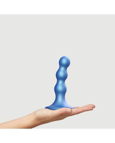 Насадка для страпона Strap-On-Me Dildo Plug Balls Blue Metallic S - Фото №2