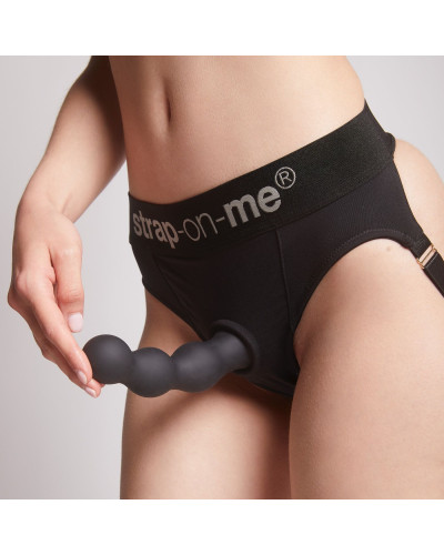 Насадка для страпона Strap-On-Me Dildo Plug Balls Black M - Фото №5