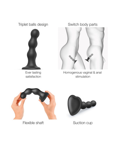 Насадка для страпона Strap-On-Me Dildo Plug Balls Black L - Фото №3
