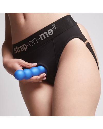 Насадка для страпона Strap-On-Me Dildo Plug Balls Blue Metallic L - Фото №5