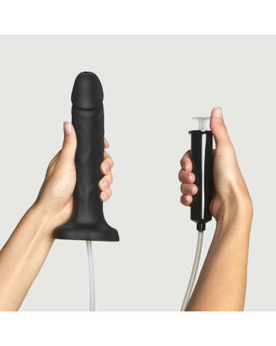 Кончающий фаллоимитатор Strap-On-Me Squirting Cum Dildo Realistic Black, диам. 3,5 см, силикон - Фото №1