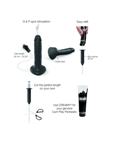 Кончающий фаллоимитатор Strap-On-Me Squirting Cum Dildo Realistic Black, диам. 3,5 см, силикон - Фото №2