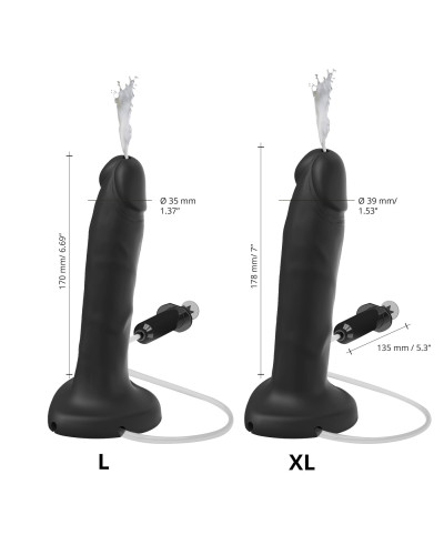Кончающий фаллоимитатор Strap-On-Me Squirting Cum Dildo Realistic Black, диам. 3,5 см, силикон - Фото №3