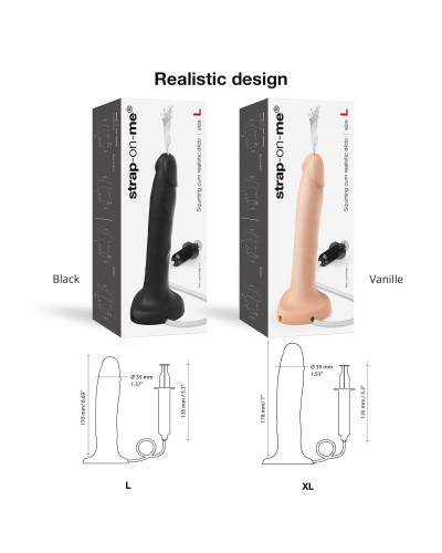 Фалоімітатор, що кінчає Strap-On-Me Squirting Cum Dildo Realistic Vanilla, діам. 3,5 см, силікон - Фото №4