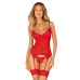 Комплект корсет та стрінги Obsessive Ingridia corset & thong XS/S, червоний - Фото №1