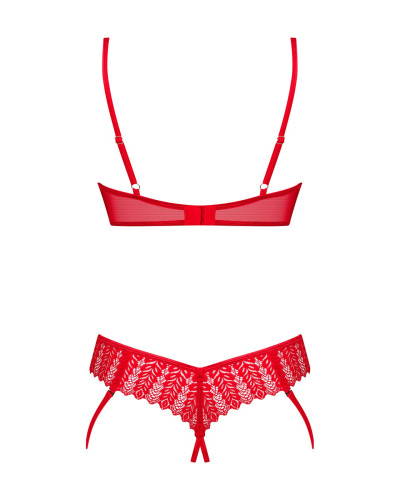 Комплект Obsessive Ingridia 2-pcs crotchless set XL/2XL, красный, с доступом, открытая грудь - Фото №4