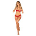 Комплект Obsessive Ingridia 2-pcs crotchless set XL/2XL, красный, с доступом, открытая грудь - Фото №6