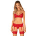 Комплект Obsessive Ingridia 3-pcs set XL/2XL, червоний, бюстгальтер, стрінги, пояс - Фото №1
