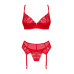 Комплект Obsessive Ingridia 3-pcs set XL/2XL, червоний, бюстгальтер, стрінги, пояс - Фото №3