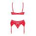 Комплект Obsessive Ingridia 3-pcs set XL/2XL, червоний, бюстгальтер, стрінги, пояс - Фото №4