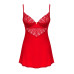 Пеньюар Obsessive Ingridia chemise & thong XS/S, красный, сорочка, стринги - Фото №3