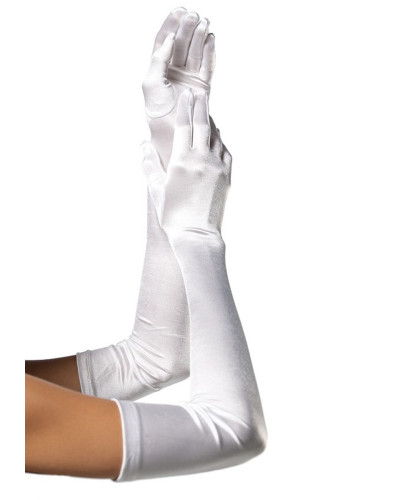 Довгі атласні рукавички Leg Avenue Extra Long Satin Gloves, One Size, білі - Фото №1