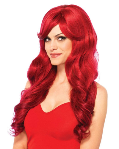 Хвиляста перука з косим чубчиком Leg Avenue Long Wavy Wig 68 см, червона - Фото №1