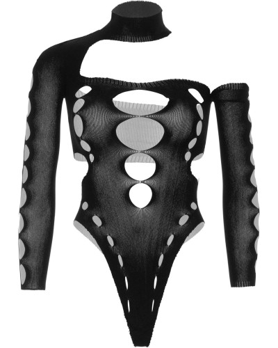 Бесшовное боди на одно плечо Leg Avenue Seamless thong back bodysuit, One Size, черное - Фото №3