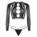 Комплект безшовної білизни Leg Avenue Long sleeve crop top & string Black, One Size, топ, стрінги - Фото №3