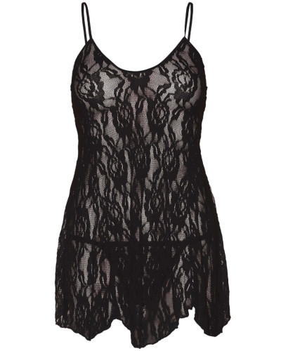 Сорочка бебі-дол Leg Avenue Rose Lace Flair Chemise Black, Queen Size - Фото №2