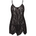 Сорочка бебі-дол Leg Avenue Rose Lace Flair Chemise Black, Queen Size - Фото №2