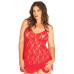 Сорочка беби-долл Leg Avenue Rose Lace Flair Chemise Red, Queen Size - Фото №1