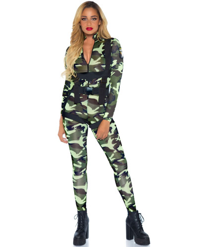 Эротический костюм десантницы Leg Avenue Pretty Paratrooper M, комбинезон, портупея - Фото №3