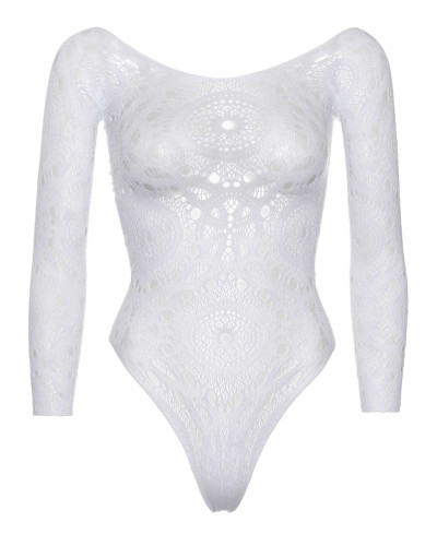 Еротичне боді-бодістокінг Leg Avenue Snap crotch thong back teddy White S/M - Фото №3