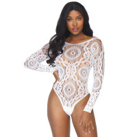 Эротическое боди-бодистокинг Leg Avenue Snap crotch thong back teddy White M/L