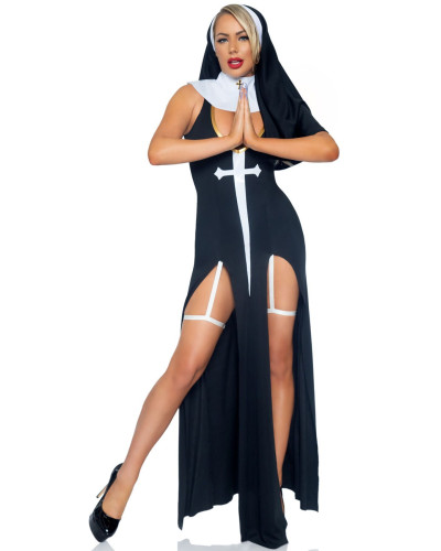 Костюм монашки-грешницы Leg Avenue Sultry Sinner M, платье, головной убор, воротник - Фото №3