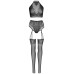 Еротичний комплект Leg Avenue Crop top and garter panty Black, топ, трусики з доступом, панчохи - Фото №4