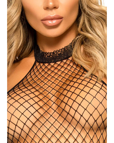 Эротический сетчатый бодистокинг Leg Avenue Racer neck bodystocking Black - Фото №3