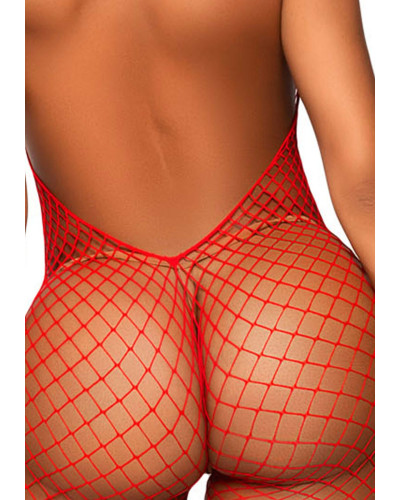 Еротичний сітчастий бодістокінг Leg Avenue Racer neck bodystocking Red - Фото №4