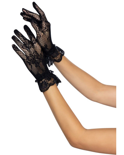 Короткі рукавички Leg Avenue Floral lace wristlength gloves Black - Фото №2