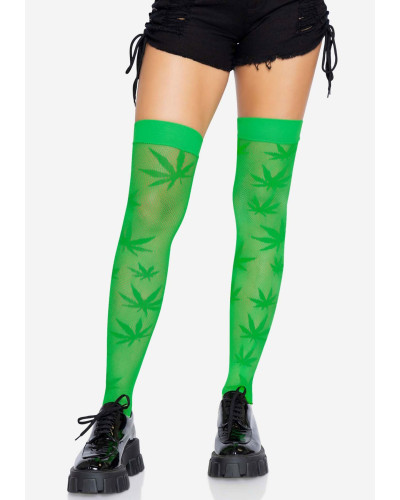 Панчохи з малюнком Leg Avenue 420 Net thigh highs Green - Фото №1