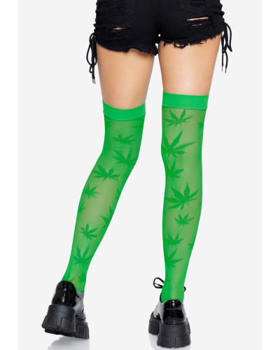 Панчохи з малюнком Leg Avenue 420 Net thigh highs Green - Фото №2
