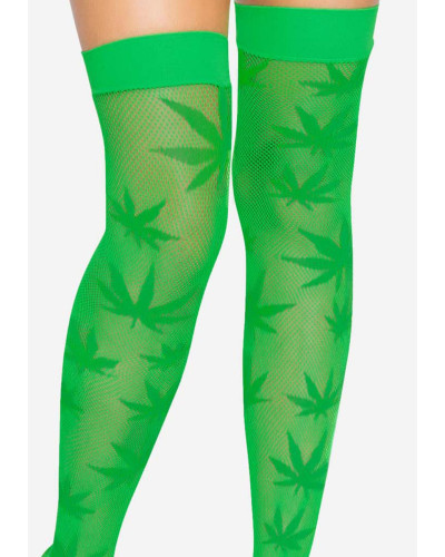 Панчохи з малюнком Leg Avenue 420 Net thigh highs Green - Фото №3