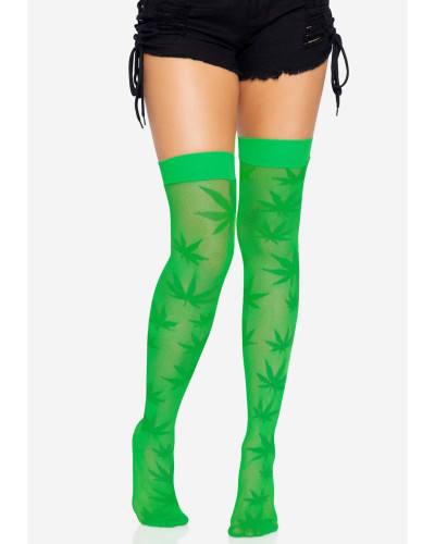 Панчохи з малюнком Leg Avenue 420 Net thigh highs Green - Фото №4